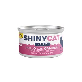کنسرو گربه SHINY CAT جیم کت طعم مرغ و میگو در ژله