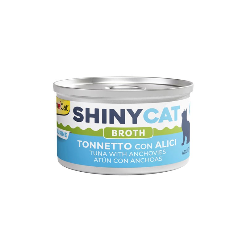 کنسرو گربه SHINY CAT جیم کت طعم ماهی تن و آنچوی در آب گوشت