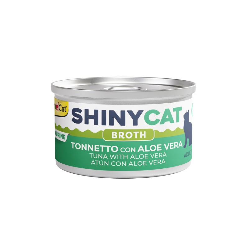 کنسرو گربه SHINY CAT جیم کت طعم ماهی تن و آلوئه ورا در آب گوشت