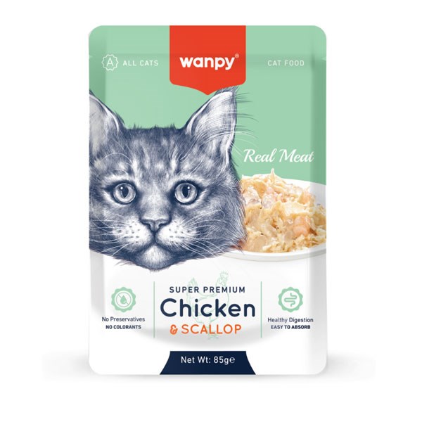 پوچ گربه ونپی طعم مرغ و گوش ماهی در ژله