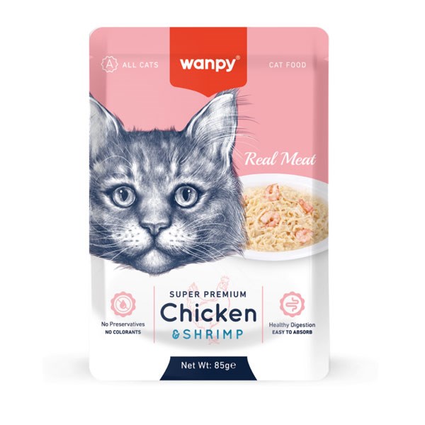 پوچ گربه ونپی طعم مرغ و میگو در ژله