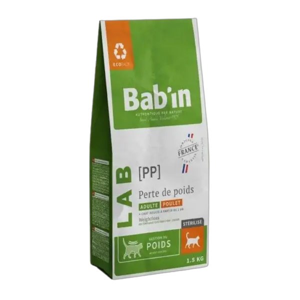 غذای خشک درمانی گربه دارای اضافه وزن بابین با طعم مرغ