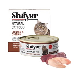 کنسرو نچرال گربه شایر طعم مرغ و شتر مرغ