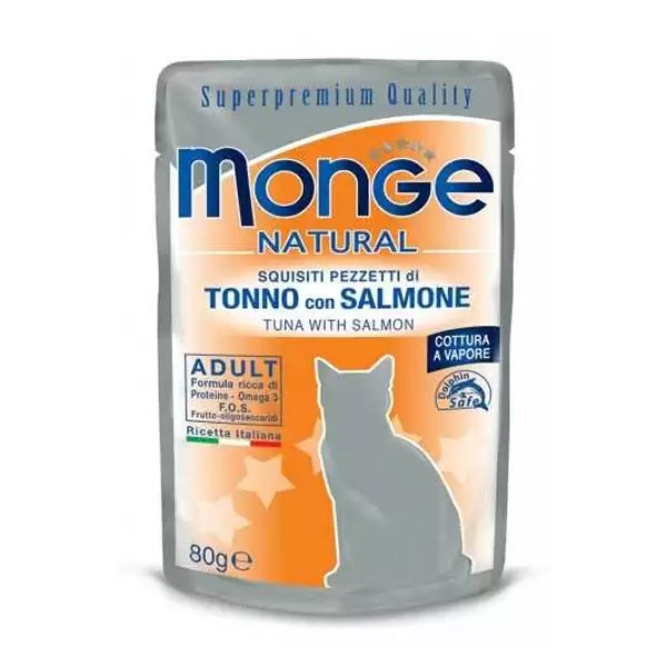 پوچ گربه بالغ مونژه با طعم ماهی تن و سالمون