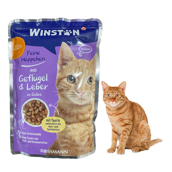 پوچ گربه وینستون طعم مرغ و جگر در ژله