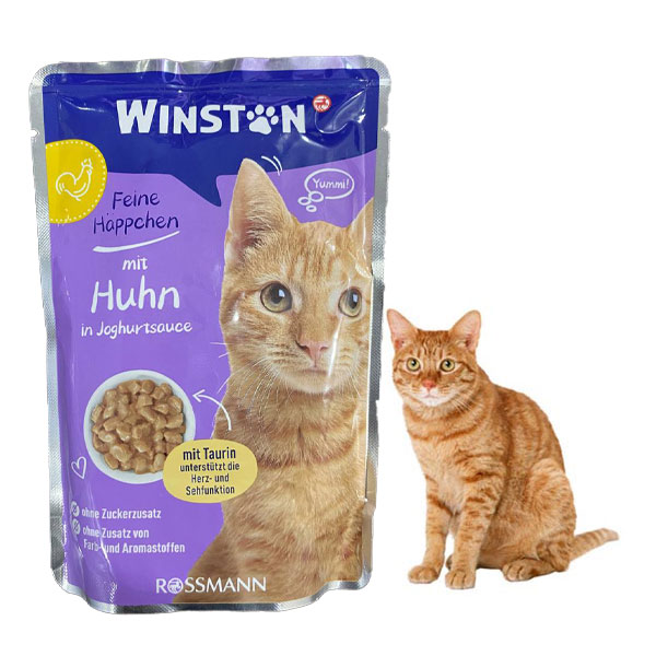 پوچ گربه وینستون طعم مرغ در سس ماست