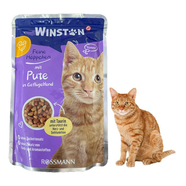 پوچ گربه وینستون طعم بوقلمون در سس بوقلمون