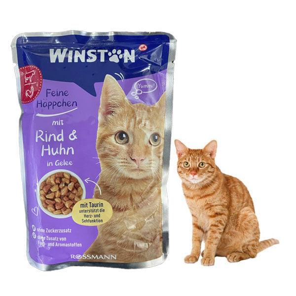 پوچ گربه وینستون طعم گوشت گاو و مرغ