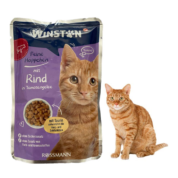 پوچ گربه وینستون طعم گوشت گاو و گوجه