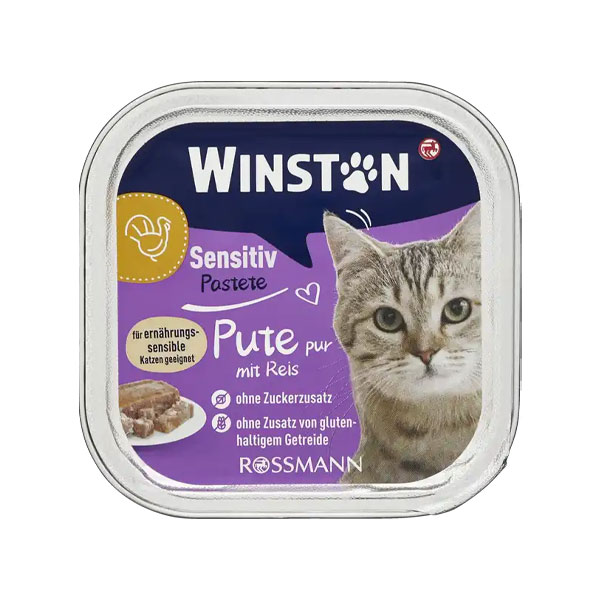 ووم گربه وینستون طعم بوقلمون و برنج مخصوص گوارش حساس