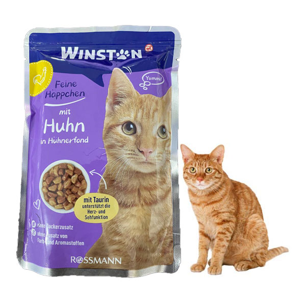 پوچ گربه وینستون طعم مرغ در سس مرغ