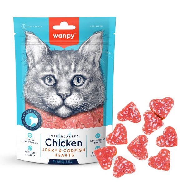 تشویقی گربه ونپی مدل Chicken Jerky Codfish Hearts