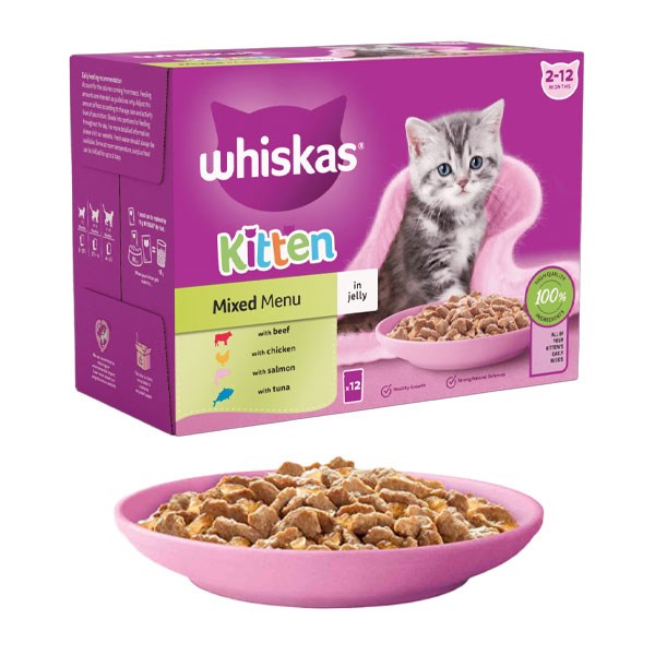 پوچ بچه گربه ویسکاس طعم گوشت گاو در ژله