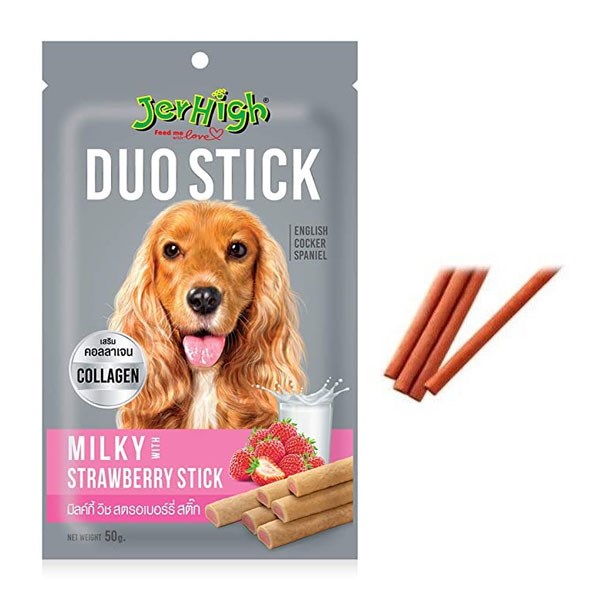 تشویقی مغزدار سگ جرهای طعم شیر و توت فرنگی