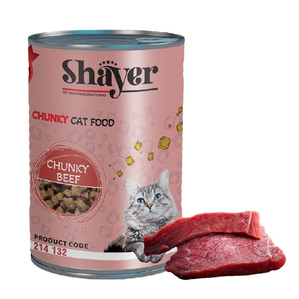 کنسرو چانکی گربه شایر طعم گوشت در سس گوشت