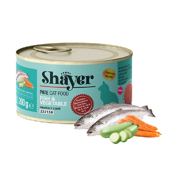 کنسرو پته گربه با طعم ماهی و سبزیجات شایر