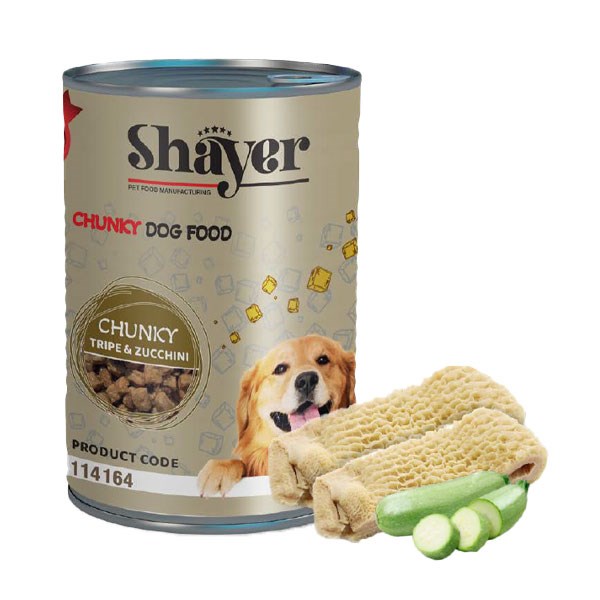 کنسرو چانکی سگ شایر طعم سیرابی و کدو سبز