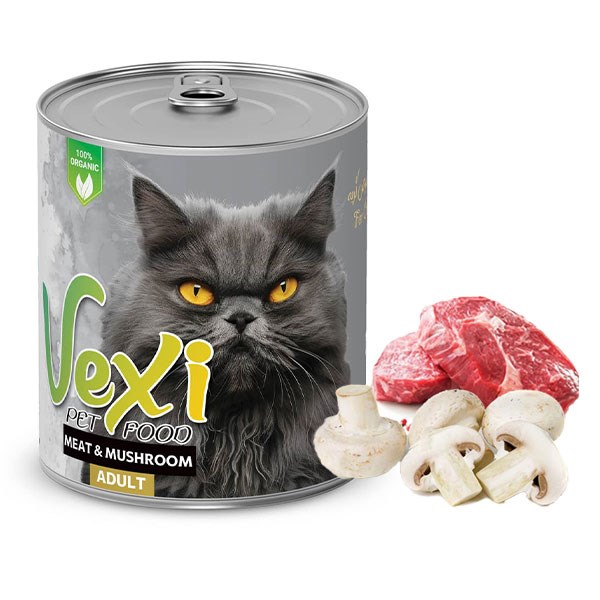 کنسرو نچرال گربه وکسی طعم گوشت و قارچ