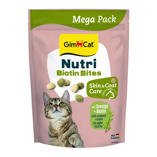 قرص تقویت کننده پوست و مو گربه جیم کت مدل Nutri Biotin Bite طعم جلبک دریایی
