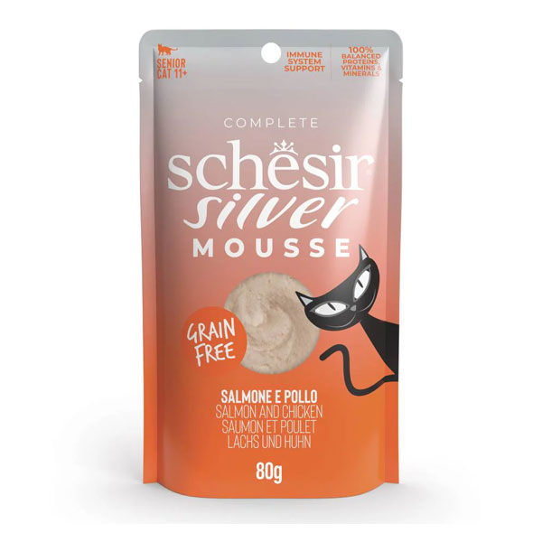 پوچ گربه سیلور سنیور شسیر طعم مرغ و سالمون در موس