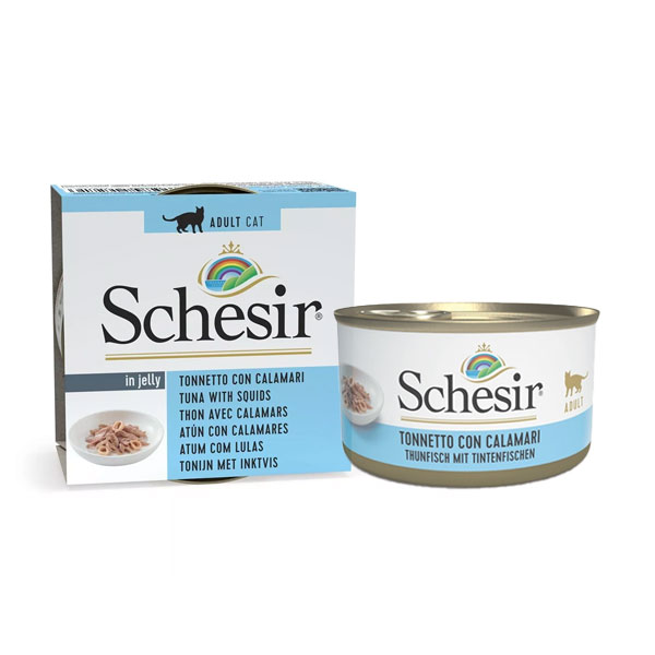 کنسرو گربه با طعم ماهی تن و ماهی مرکب در ژله شسیر