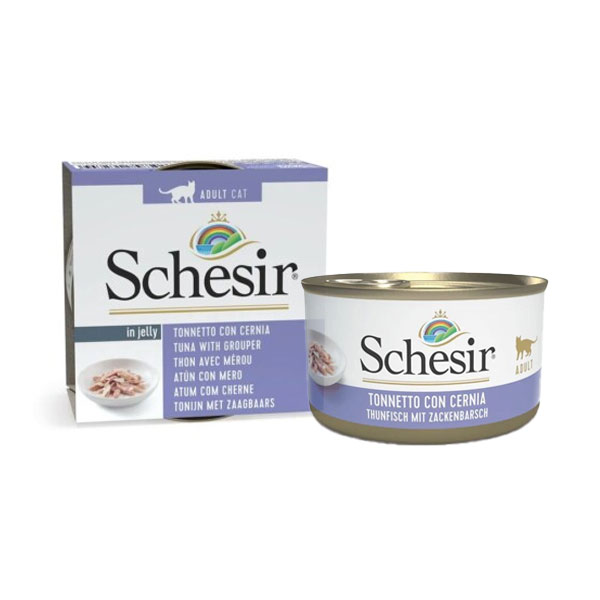 کنسرو گربه طعم ماهی تن و هامور در ژله شسیر