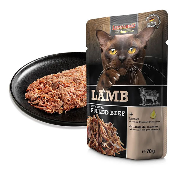 پوچ گربه لئوناردو مدل Extra Pulled Beef با طعم بره