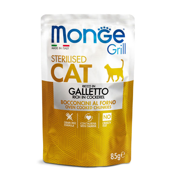 پوچ گربه عقیم شده مونژه با طعم گوشت خروس