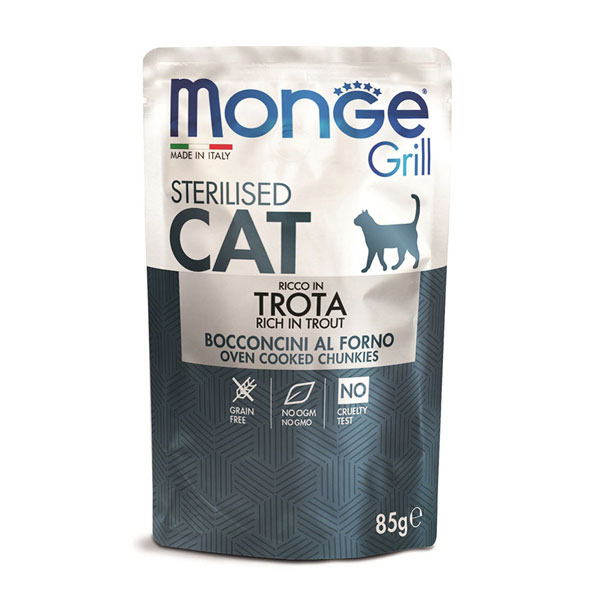 پوچ گربه عقیم شده مونژه با طعم ماهی قزل آلا