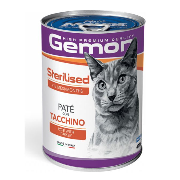 کنسرو گربه عقیم شده مونژه Gemon طعم بوقلمون