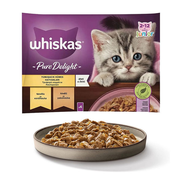 پوچ بچه گربه مالتی پک Pure Delight ویسکاس طعم مرغ و بوقلمون