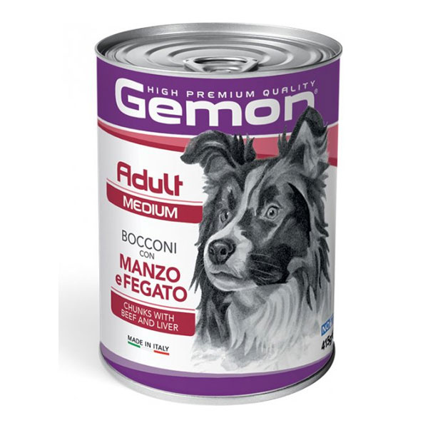 کنسرو سگ بالغ مونژه Gemon طعم گوشت گاو و جگر