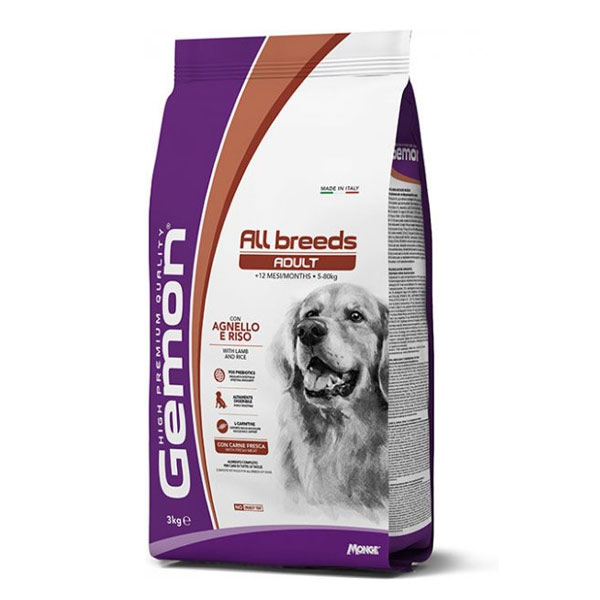 غذا خشک سگ بالغ مونژه Gemon طعم بره و برنج