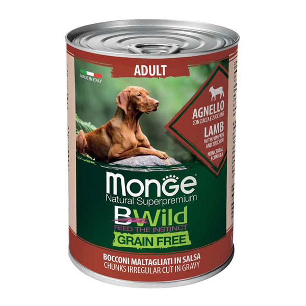 کنسرو سگ مونژه Bwild با طعم گوشت بره و کدو تنبل و کدو سبز