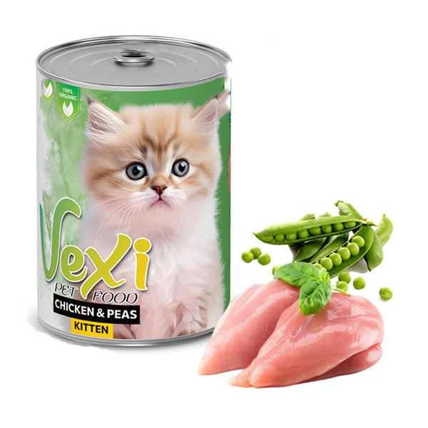 کنسرو پته بچه گربه طعم مرغ و نخود فرنگی وکسی