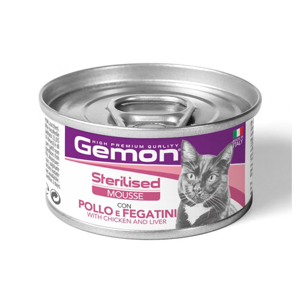 کنسرو گربه عقیم شده مونژه Gemon طعم مرغ و جگر در موس