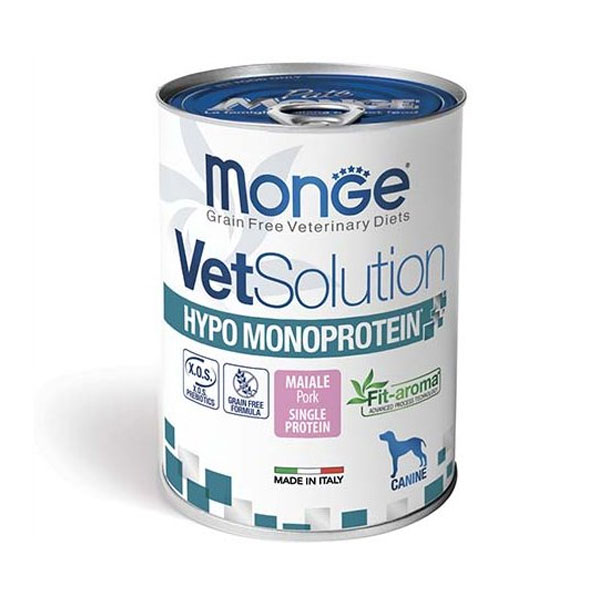 کنسرو درمانی سگ Vet Solution مونژه مدل ضد حساسیت با طعم گوشت خوک