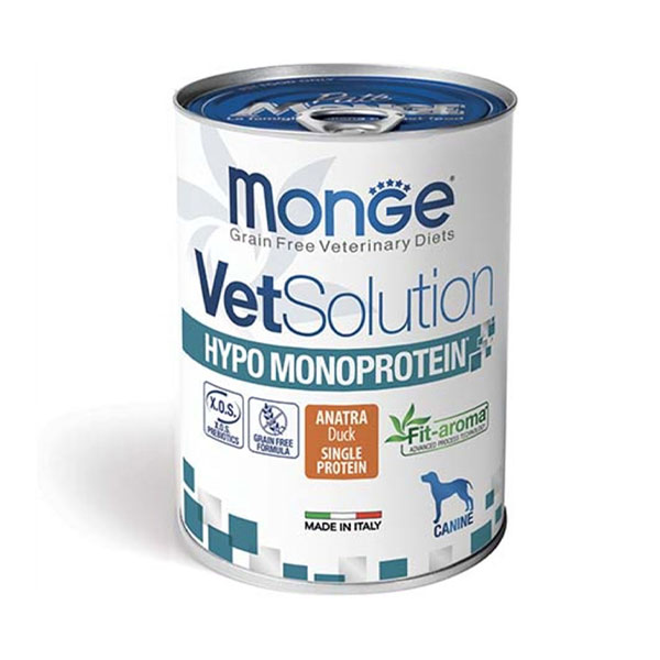 کنسرو درمانی سگ Vet Solution مونژه مدل ضد حساسیت با طعم اردک