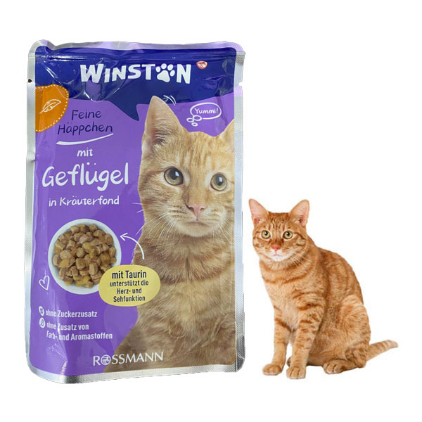 پوچ گربه وینستون طعم گوشت پرندگان و گیاهان معطر