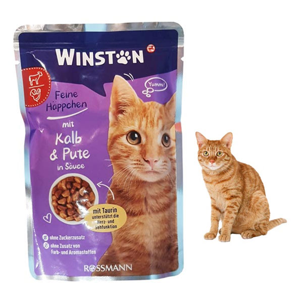 پوچ گربه وینستون طعم گوشت گوساله و بوقلمون