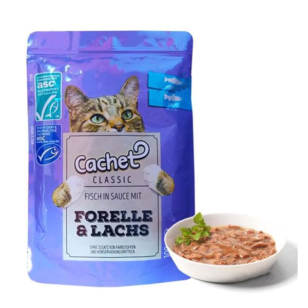 پوچ گربه کچت طعم ماهی سالمون و قزل آلا در سس