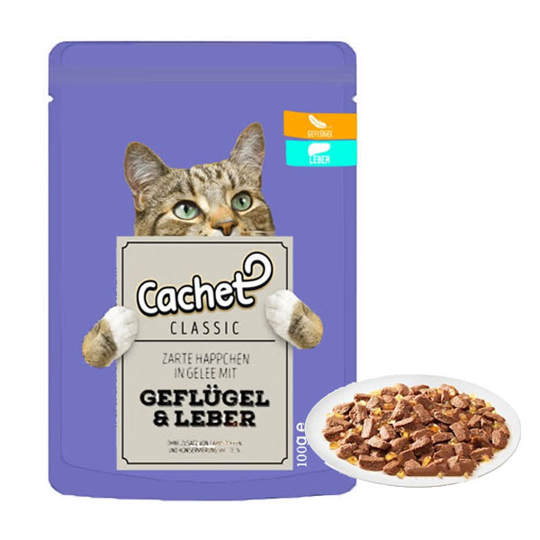 پوچ گربه کچت طعم گوشت پرندگان و جگر در ژله