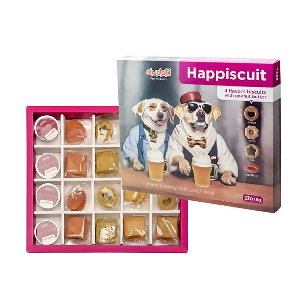 بیسکویت مهمانی چهار طعم به همراه کره بادام زمینی دودوتی