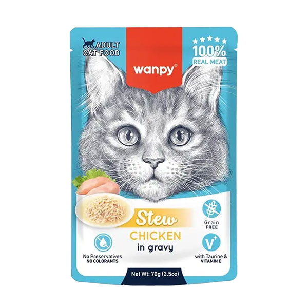 پوچ گربه ونپی طعم مرغ در سس