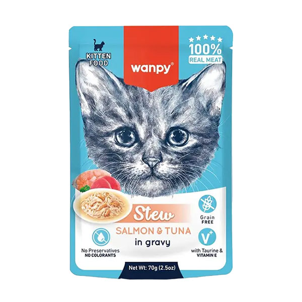 پوچ بچه گربه ونپی طعم سالمون و ماهی تن در سس