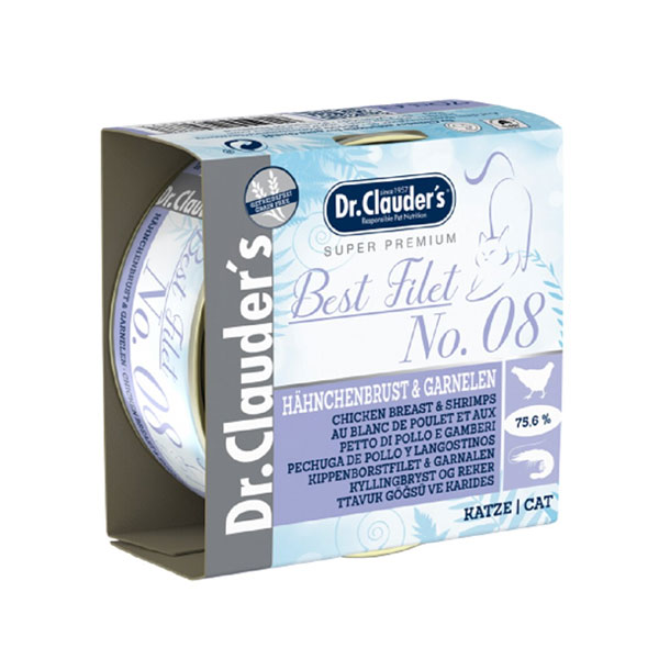 کنسرو گربه دکتر کلادرز طعم سینه مرغ و میگو