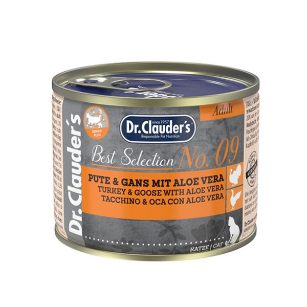 کنسرو گربه دکتر کلادرز طعم بوقلمون و غاز و آلوئه ورا