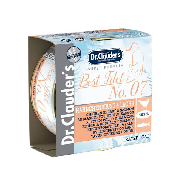 کنسرو گربه دکتر کلادرز طعم سینه مرغ و سالمون