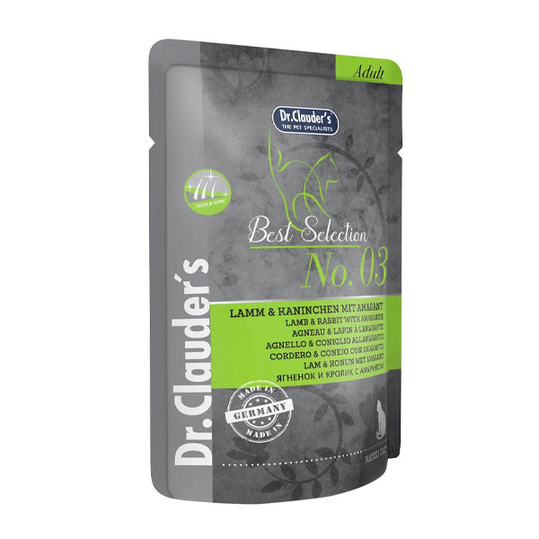 پوچ گربه دکتر کلادرز طعم گوشت بره و خرگوش و گل آمارانت