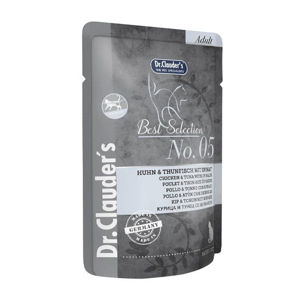 پوچ گربه دکتر کلادرز طعم مرغ و ماهی تن و اسفناج